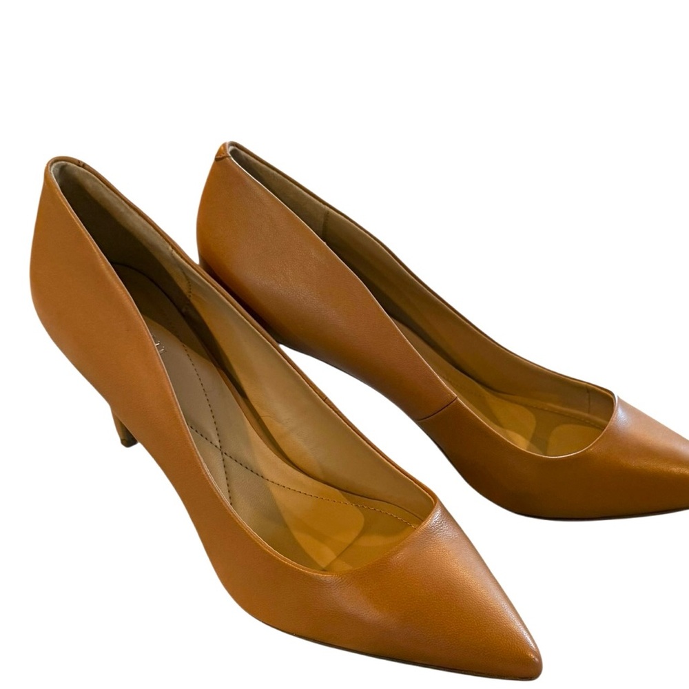 Alfani Step N Flex Leather Pumps Caramel Brown Pumps Tan Heels Size 9M NWOB - Picture 5 of 9